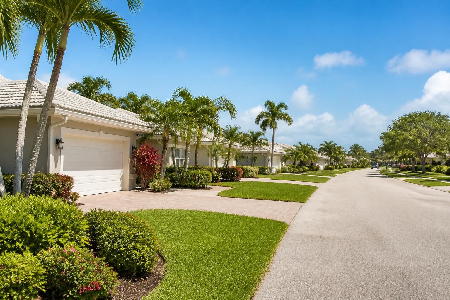 Sunny well-kept neighborhood in Boynton Beach