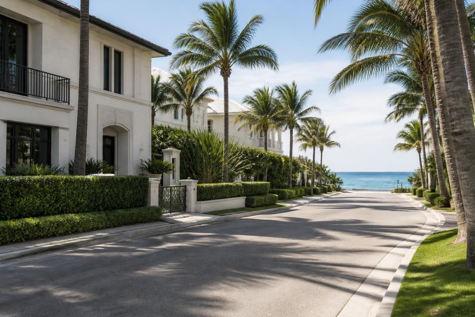 Elegant beachfront residential street in Hillsboro Beach