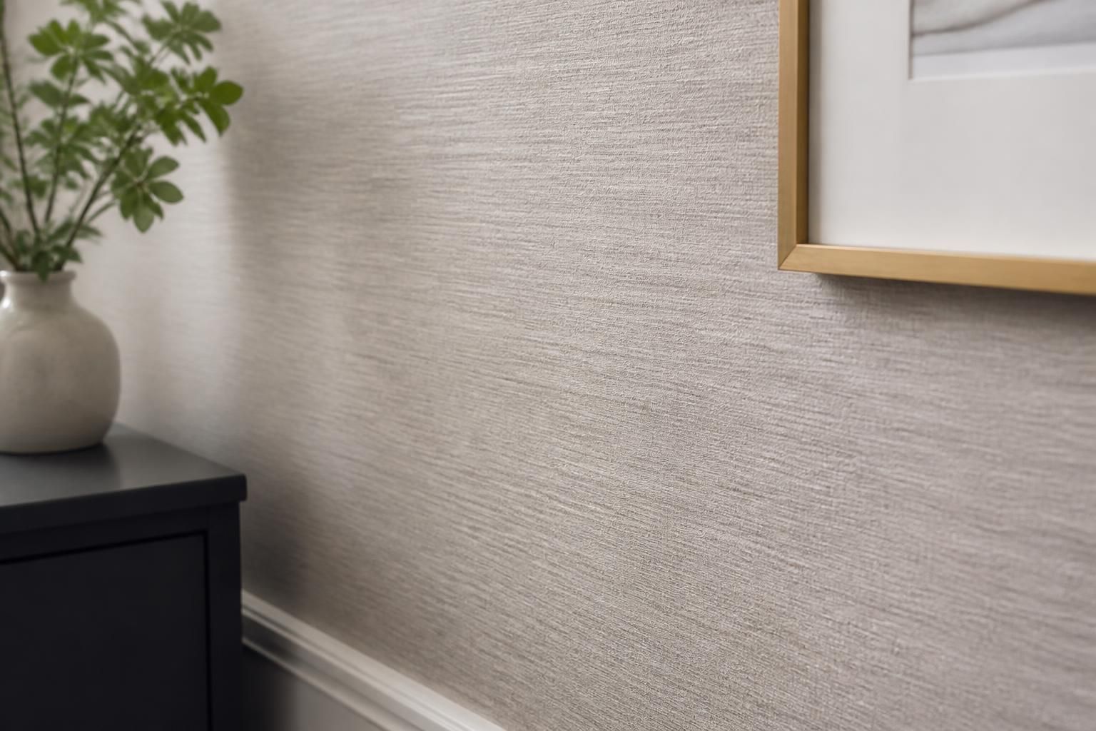 Smooth vinyl wallcovering installed on an interior wall