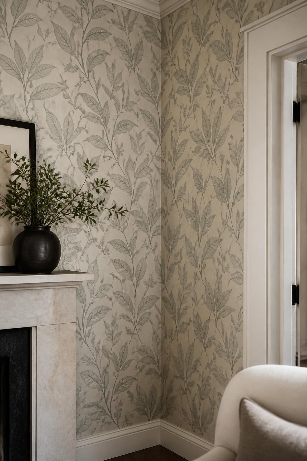 Seamless wallpaper corner with precise pattern alignment